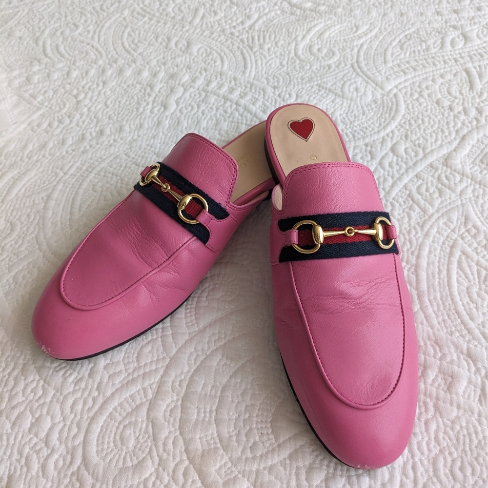 Gucci Princetown Pink Leather Mules